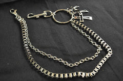 Badass Punk Mens Double Layer Cross Pants Chain Wallet Chain For Men - imessengerbags