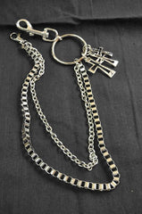 Badass Punk Mens Double Layer Cross Pants Chain Wallet Chain For Men