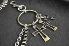 Badass Punk Mens Double Layer Cross Pants Chain Wallet Chain For Men