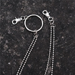 Badass Punk Mens Womens Stainless Steel Double Beaded Pants Chain Wallet Chain For Men - imessengerbags