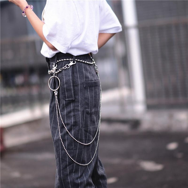 Badass Punk Mens Womens Stainless Steel Double Beaded Pants Chain Wallet Chain For Men - imessengerbags