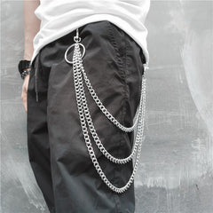 Badass Punk Mens Womens Long Three-Layer Hip Hop Pants Chain Wallet Chain For Men