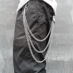 Badass Punk Mens Womens Long Three-Layer Hip Hop Pants Chain Wallet Chain For Men