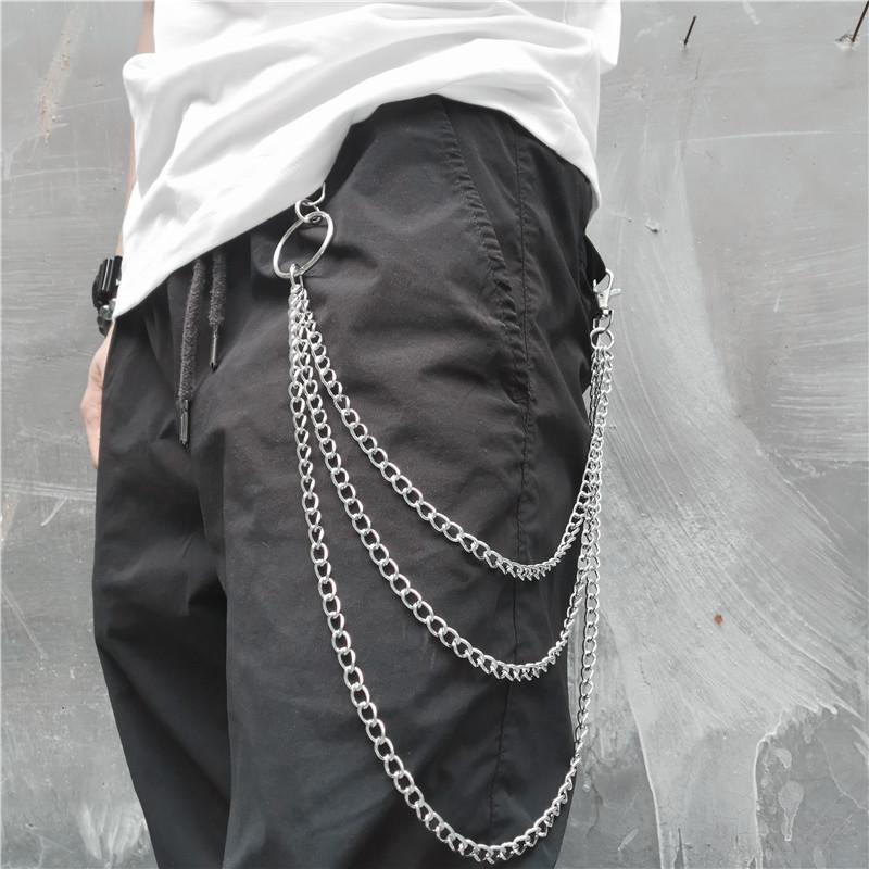 Punk Hip-hop Trendy Single/Three Layer Belt Key Chain Waist Pants Chain  Jeans Long Metal Clothing Accessories Jewelry Fashion