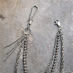Badass Punk Triple Silver Tassel Mens Pants Chain Wallet Chain Long Jeans Chain Jean Chain For Men - imessengerbags