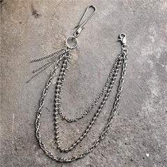 Badass Punk Triple Silver Tassel Mens Pants Chain Wallet Chain Long Jeans Chain Jean Chain For Men - imessengerbags