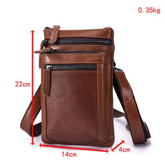 Brown Leather Men's Belt Pouch Small Shoulder Bag Side Bag Waist Bag Belt Bag For Men - imessengerbags
