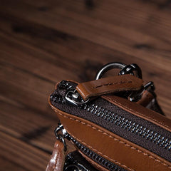 Brown Leather Men's Belt Pouch Small Shoulder Bag Side Bag Waist Bag Belt Bag For Men