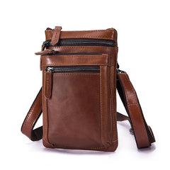 Brown Leather Men's Belt Pouch Small Shoulder Bag Side Bag Waist Bag Belt Bag For Men - imessengerbags