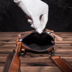 Brown Leather Men's Belt Pouch Small Shoulder Bag Side Bag Waist Bag Belt Bag For Men