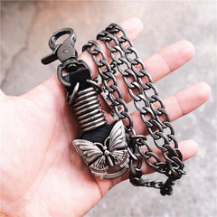 Badass Mens Metal Three Layer Butterfly Key Chain Pants Chain Wallet Chain For Men - imessengerbags