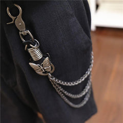 Badass Mens Metal Three Layer Butterfly Key Chain Pants Chain Wallet Chain For Men - imessengerbags