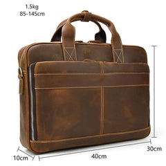 Vintage Brown Leather Men's 14‘’ Laptop Briefcase Professional Briefcase Computer Bag For Men - imessengerbags