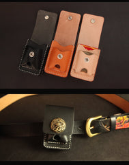 Black Handmade Leather Mens Cool Belt Cigarette Case Holder Cigarette Lighter Case For Men - imessengerbags