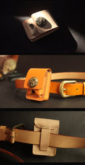 Black Handmade Leather Mens Cool Belt Cigarette Case Holder Cigarette Lighter Case For Men - imessengerbags