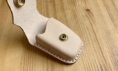 Handmade Beige Leather Mens Volkswagen Golf Car Key Case Car Key Holder with Belt Loop/Belt Clip - imessengerbags