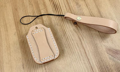 Handmade Beige Leather Mens Honda CR-V Odyssey Car Key Case Car Key Holder with Belt Loop/Belt Clip - imessengerbags