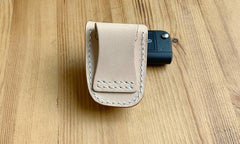 Handmade Beige Leather Mens Volkswagen Golf Car Key Case Car Key Holder with Belt Loop/Belt Clip - imessengerbags