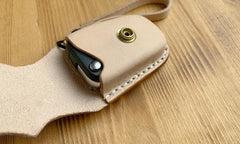 Handmade Beige Leather Mens Volkswagen Golf Car Key Case Car Key Holder with Belt Loop/Belt Clip - imessengerbags