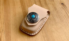 Handmade Beige Leather Mens Volkswagen Golf Car Key Case Car Key Holder with Belt Loop/Belt Clip - imessengerbags