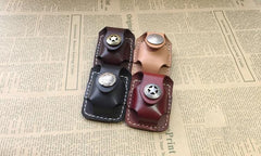 Handmade Mens Beige Leather Classic Zippo Lighter Case Black Zippo Lighter Holder with Belt Loop