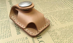 Handmade Mens Beige Leather Classic Zippo Lighter Case Black Zippo Lighter Holder with Belt Loop - imessengerbags