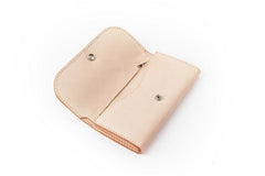 Beige Handmade Leather Mens Long Wallet Bifold Clutch Wallets Long CellPhone Wallet For Men