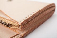 Beige Handmade Leather Mens Long Wallet Bifold Clutch Wallets Long CellPhone Wallet For Men