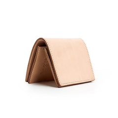 Beige Leather Mens Vertical billfold Wallet Front Pocket Wallet Bifold Handmade Small Wallets For Men - imessengerbags
