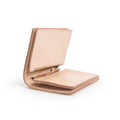 Beige Leather Mens Vertical billfold Wallet Front Pocket Wallet Bifold Handmade Small Wallets For Men - imessengerbags