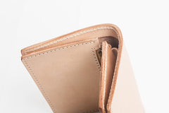 Beige Leather Mens Vertical billfold Wallet Front Pocket Wallet Bifold Handmade Small Wallets For Men