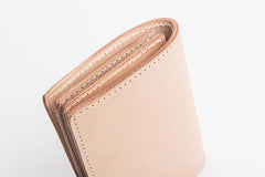 Beige Leather Mens Vertical billfold Wallet Front Pocket Wallet Bifold Handmade Small Wallets For Men