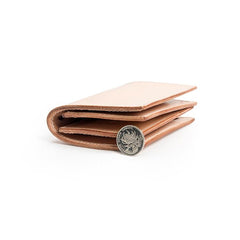 Beige Leather Mens Vertical billfold Wallet Front Pocket Wallet Bifold Handmade Small Wallets For Men - imessengerbags