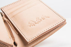 Beige Leather Mens Vertical billfold Wallet Front Pocket Wallet Bifold Handmade Small Wallets For Men - imessengerbags