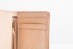 Beige Leather Mens Vertical billfold Wallet Front Pocket Wallet Bifold Handmade Small Wallets For Men - imessengerbags