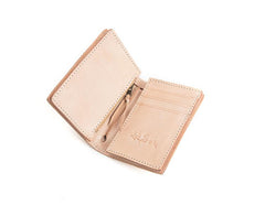 Beige Leather Mens Vertical billfold Wallet Front Pocket Wallet Bifold Handmade Small Wallets For Men - imessengerbags