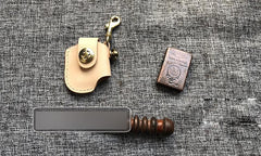 Handmade Mens Beige Leather Classic Zippo Lighter Case  Zippo Lighter Holder with Belt Clip - imessengerbags