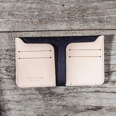 Beige Leather Men Slim Small Wallet Bifold Small Wallet for Men