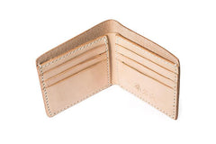 Handmade Beige Leather Mens billfold Wallet Bifold Front Pocket Small Wallet For Men - imessengerbags