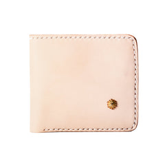 Handmade Beige Leather Mens billfold Wallet Bifold Front Pocket Small Wallet For Men