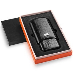 Best Black Leather Mens 3pcs Cigar Case Top Leather Cigar Case for Men