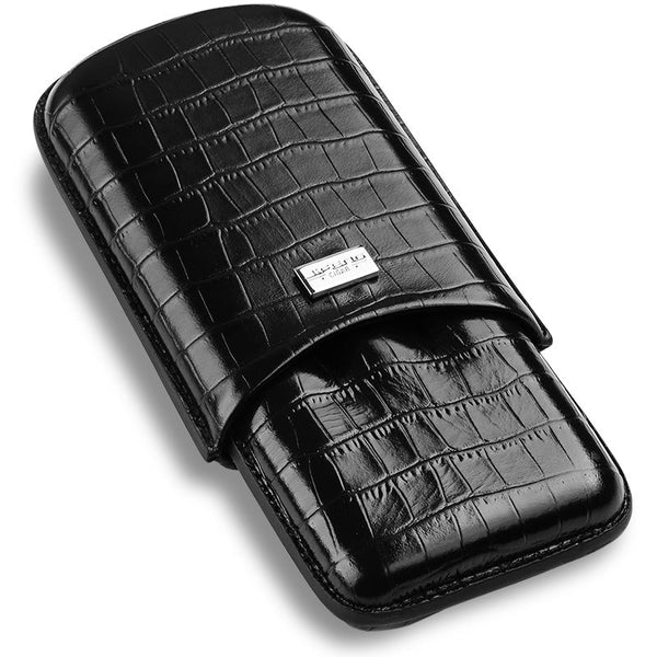 Best Black Leather Mens 3pcs Cigar Case Top Leather Cigar Case for Men