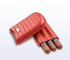 Best Red Leather Mens 3pcs Cigar Case Top Leather Cigar Case for Men