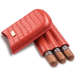 Best Red Leather Mens 3pcs Cigar Case Top Leather Cigar Case for Men