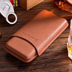 Best Leather Mens 3pcs Cigar Case With Cutter Top Leather Cigar Case for Men