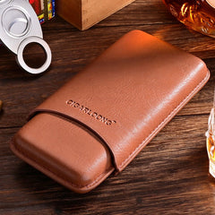 Best Leather Mens 3pcs Cigar Case With Cutter Top Leather Cigar Case for Men