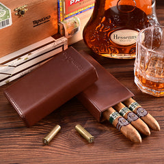 Best Eco Leather&Cedar Mens 3pcs Cigar Cases Hydrating Leather Cigar Cases for Men