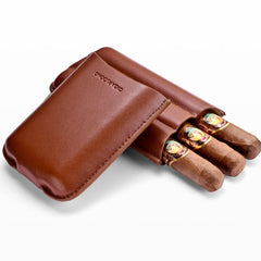 Best Brown Leather Mens 3pcs Cigar Case With Cutter Cool Leather Cigar Cases for Men