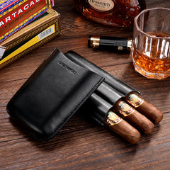 Best Brown Leather Mens 3pcs Cigar Case With Cutter Cool Leather Cigar Cases for Men