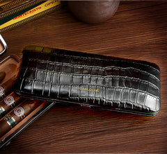 Best Leather&Cedar Mens 4pcs Cigar Cases Alligator Pattern Leather Cigar Cases for Men